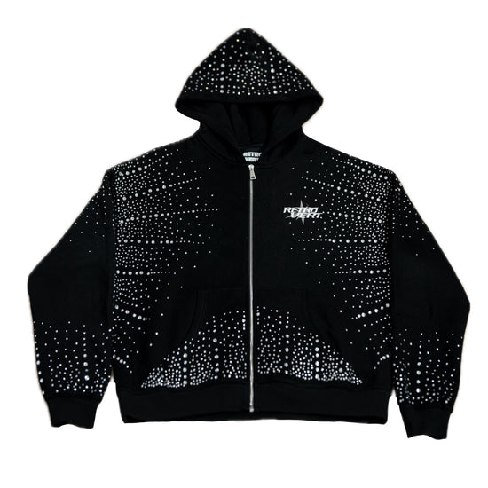 Infinity Rhinestone Zip-up - Black