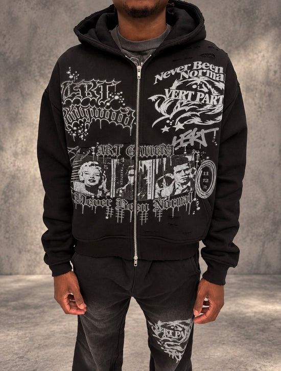 Vert Party Zip Up Hoodie - Black