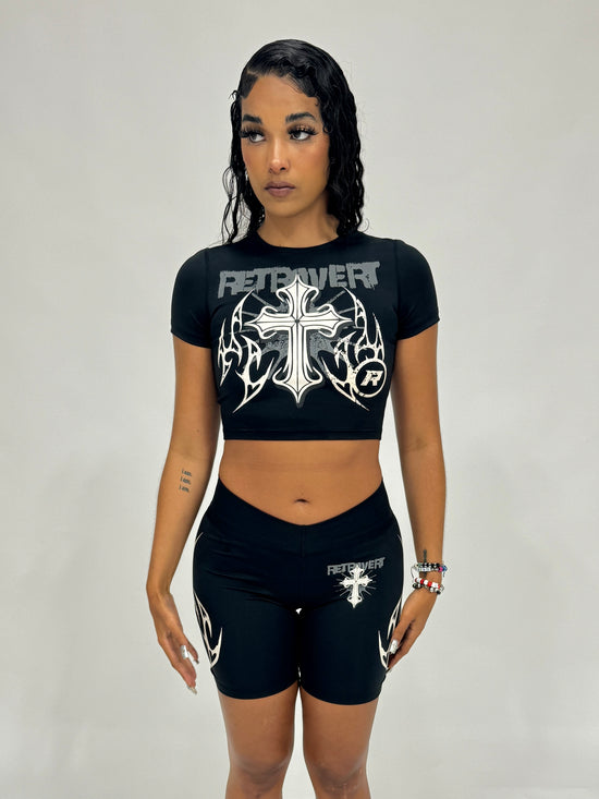CROSS BIKER TOP BLACK