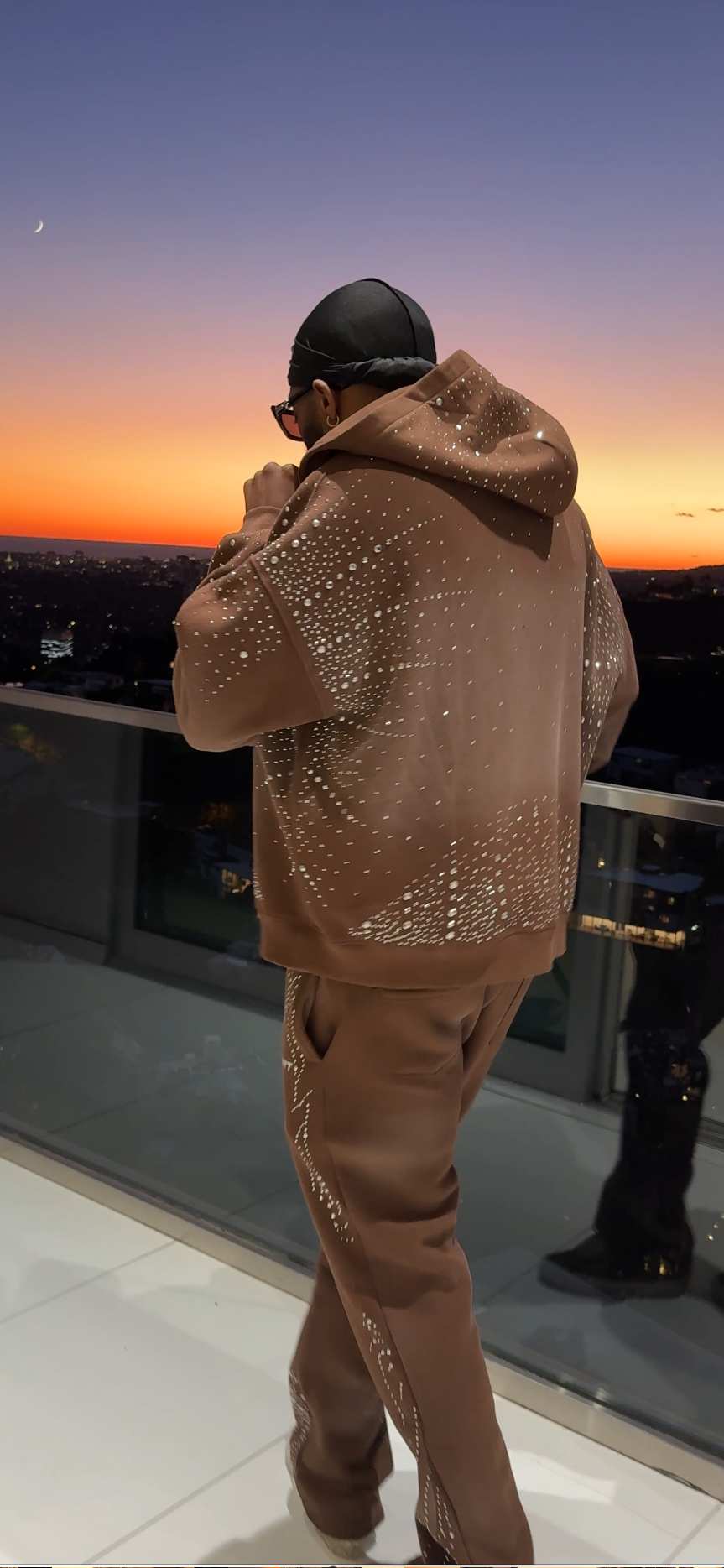 Infinity Rhinestone Hoodie - Brown