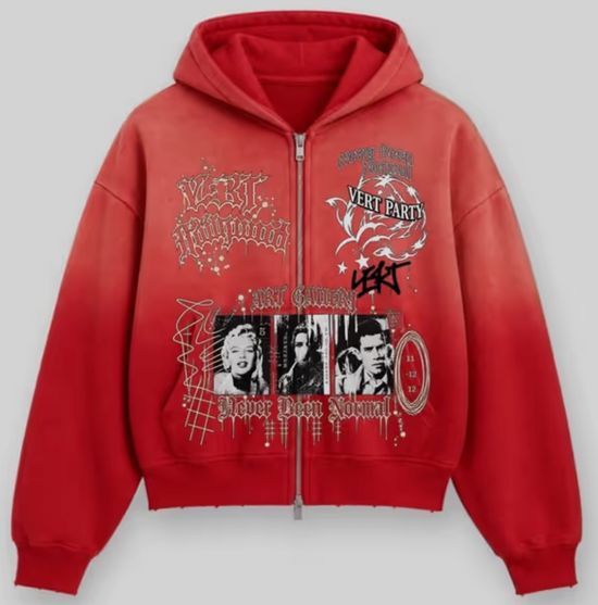 Vert Party Zip Up Hoodie - Red
