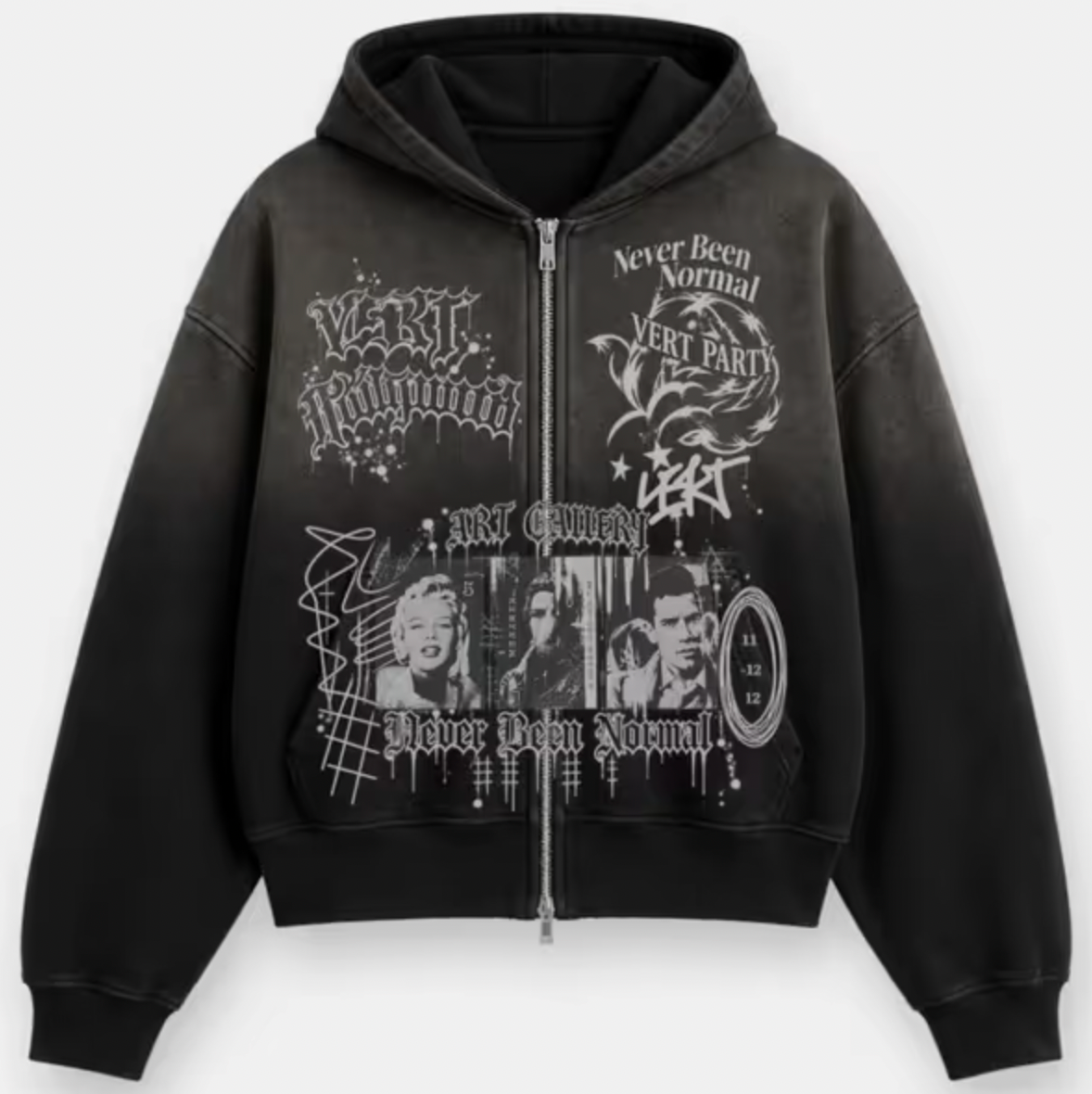 Vert Party Zip Up Hoodie - Black