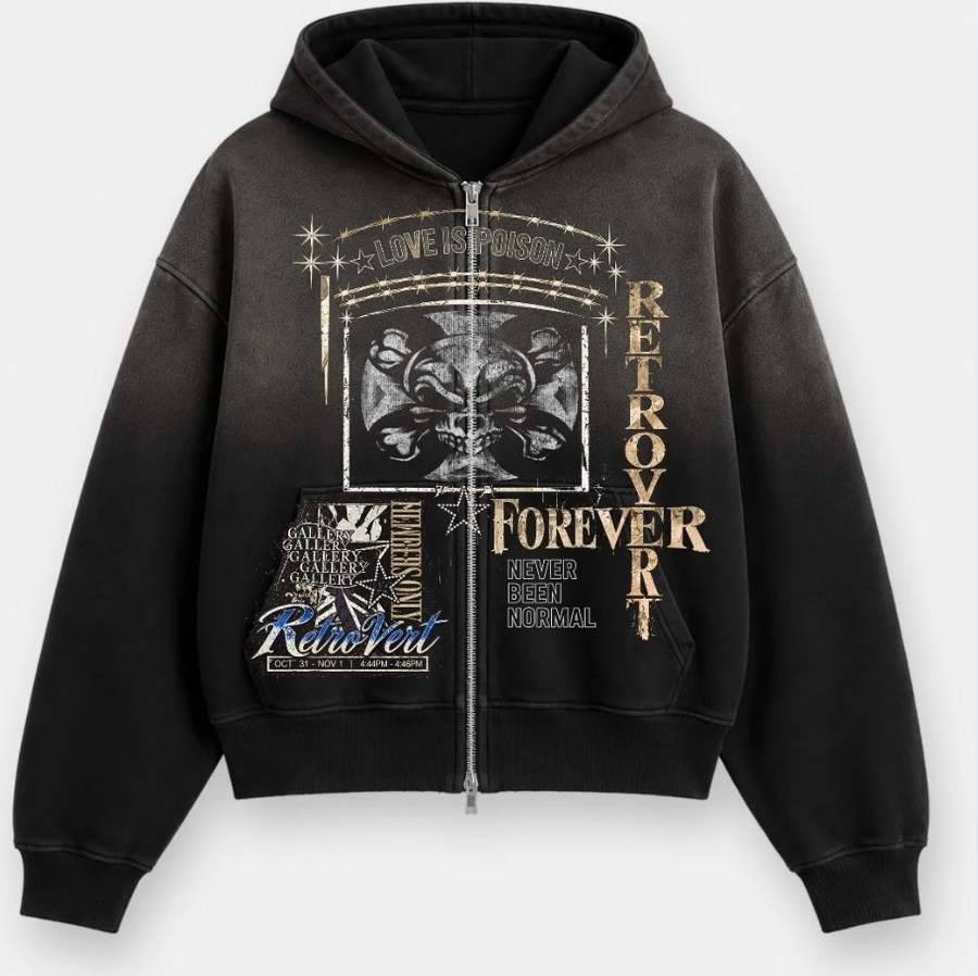 Forever Zip Hoodie - Black